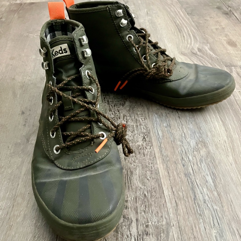 Keds Women's Twill Green Stylish Rain Boots